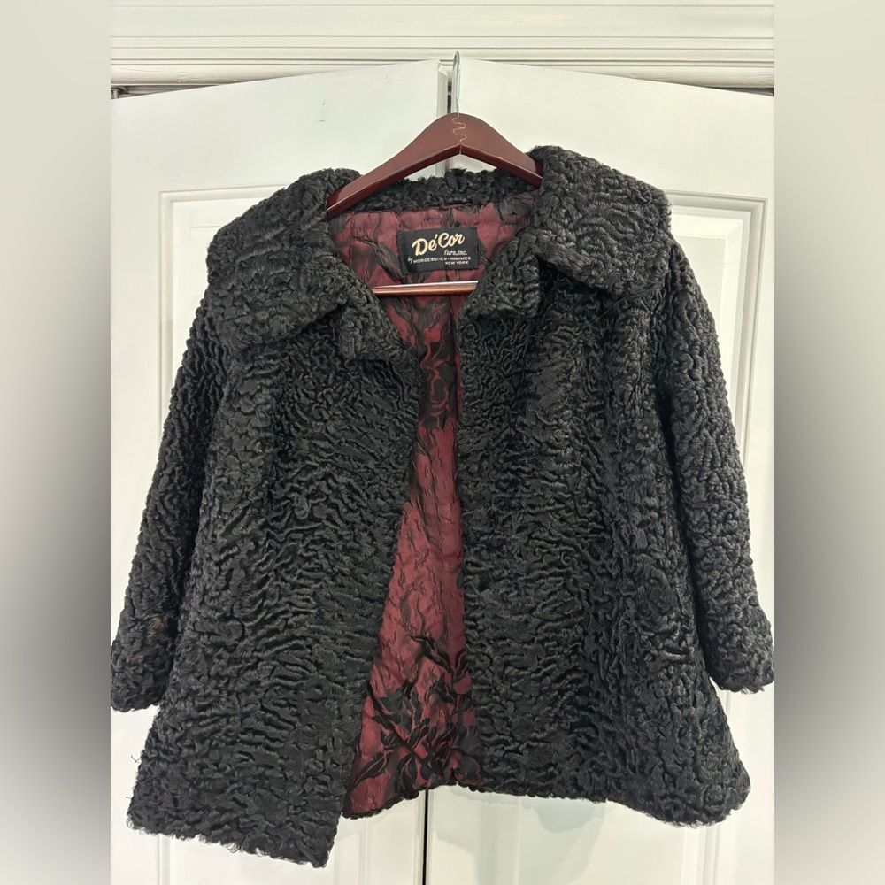 Vintage astrakhan real fur coat